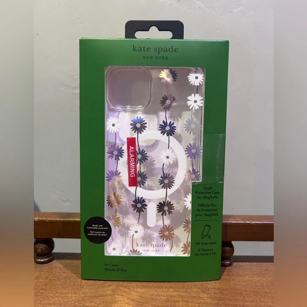Kate Spade New York Clear Iridescent Daisy Chain MagSafe Iphone 15 Plus Case